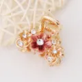 Exquise pince à cheveux fleur strass émail pour femmes, accessoire coiffure métallique élégant. - Café