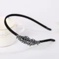 Bandeau en alliage de style coreen avec strass bleus et design de fleurs en cristal elegant. - Bandeau Strass Papillon(FG00623) / Noir