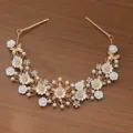 Vigne de cheveux de mariée florale dorée avec perles et strass Élégant accessoire mariage - FG01096-G-400