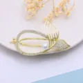 Pince a cheveux queue de poisson doree avec strass perle elegante accessoire femme - Or(HB01361-G)