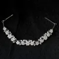 Elegante bruids bloemen haarwijnstok met strass steentjes en emaille bloemen voor trouwkapsels. - FG01306-S-330