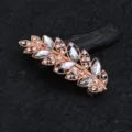 Molla per capelli strass oro rosa foglia metallo elegante accessorio capelli donna 9cm - Stile Foglia (F014738) / Bianco