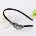 Black rhinestone crystal leaf headband chic fashion elegant hair accessory for modern women - Leaf Rhinestone Headband(FG00629) / Black