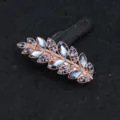 Splendida molla per capelli con strass foglia oro rosa 8cm elegante fermaglio metallo - Stile Foglia (F014738) / Blu zaffiro