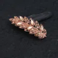 Molle per capelli foglia strass oro rosa, elegante fermaglio a molla per donne e ragazze. - Stile Foglia (F014738) / Champagne