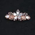 Molletta per capelli fiore strass oro rosa, fermaglio a molla lega 8.5cm lunghezza - Stile Fiore (F014739) / Bianco