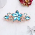 Molla per capelli con strass blu e fiori, elegante accessorio per capelli in cristallo donna. - Stile Fiore (F014739) / Blu lago