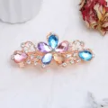 Fermaglio per capelli con fiore in strass, molletta a scatto oro rosa per donne stile quotidiano. - Stile Fiore (F014739) / Multicolore