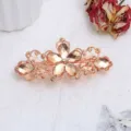 Molla per capelli floreale con strass oro rosa, elegante fermaglio cristallo per donna. - Stile Fiore (F014739) / Champagne