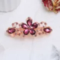 Elegante molletta per capelli a molla con strass floreali oro rosa, grande fermaglio. - Stile Fiore (F014739) / Viola
