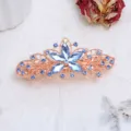 Molletta per capelli a molla strass blu oro rosa elegante design floreale 8cm fermaglio. - Stile Fiore Squisito (F014740) / Blu zaffiro