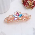 Molla per capelli floreale stile coreano con strass colorati e design in lega traforata. - Stile Fiore Squisito (F014740) / Multicolore