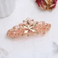 Molle per capelli fiore strass oro rosa, grande accessorio per capelli in lega traforata. - Stile Fiore Squisito (F014740) / Champagne