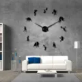 3D acrylic basketball player wall clock large DIY wall clock creative home decor timepiece - Black