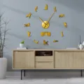 DIY 3D Acrylic Mirror Wall Clock Belgian Malinois Dog Silhouette Design Modern Home Decor - Gold