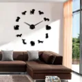 DIY acrylic dachshund wall clock large dog silhouette wall watch for modern living room decor. - GZ213 Black Wall Clock