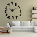 Hairdressing tool large wall clock acrylic DIY clock detail view for living room decor - Black