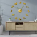 DIY acrylic dog wall clock with modern golden silhouettes for living room home decor. - Gold