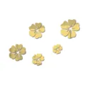Goldene Hibiskus Acryl Spiegel Wandaufkleber 3D Blumen Selbstklebende Heimdekoration - 5 Stück/Packung / Gold