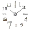 Moderne DIY 3D Acryl Spiegel Wanduhr, große rahmenlose stumme Uhr für Wohnzimmer Dekoration. - Silber