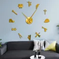 DIY 3D Acrylic Electrician Tools Wall Clock Large Modern Silent Clock for Living Room Decor - Gold