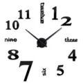 DIY 3D Acryl Wanduhr moderne rahmenlose große Spiegel Zahlen Uhr Aufkleber Heimdeko - Schwarz