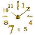 Akryl 3D Spiegel Wanduhr DIY goldene dekorative Wanduhr fuer Wohnzimmer Heimdeko - Gold
