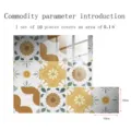 Detailed view of retro floral crystal tile stickers, 10 pieces set for kitchen and wall decor. - TS307