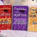 Custom graduation spiral notebook 2026 glitter design personalized planner journal for students - Yellow