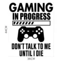 Vue détaillée en gros plan de l'autocollant mural gaming avec manette et texte sympa. - JM850 / Noir