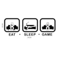 Acrylic 3D wall sticker featuring eat sleep game design for kids room decor, size 74x25cm. - JM860