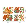 Cute watercolor squirrel and pinecone wall stickers detail view, perfect for children room decor. - YGP053 (Squirrel & Nuts) / Green