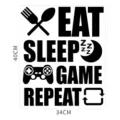 Sticker mural en acrylique citation Eat Sleep Game Repeat deco enfant 40x34cm moderne new - JM848 / Noir