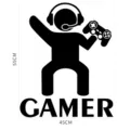 Gamer wall sticker acrylic 3d mirror gaming room decor 55x45cm black wall decal - JM853