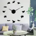 Modern 3D Acrylic Fighter Jet Wall Clock Large Silent DIY Clock for Living Room Decor - Black