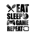 Ακριλικό 3D καθρέφτης αυτοκόλλητο τοίχου eat sleep game repeat διακόσμηση παιδικού δωματίου - Μαύρο