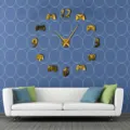 DIY Acryl Spiegel Wanduhr mit goldenen Gaming-Controller Design für modernes Wohnzimmer. - Gold