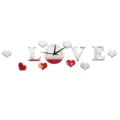 DIY Acrylic LOVE Mirror Wall Clock Removable Heart Wall Sticker Clock for Home Decor - GZ026 Silver
