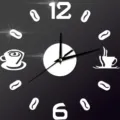 Coffee theme DIY wall clock detail, modern silent mirror numbers for living room home decor. - GZ120 Silver