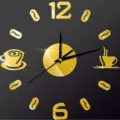 Modern DIY coffee wall clock, acrylic mirror number sticker clock for living room home decor. - GZ120 Gold