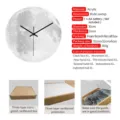 Luminous moon wall clock acrylic silent sweep movement 30cm modern bedroom home decor - Silver