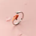 Gradient koi fish open ring with cute carp design, elegant silver aesthetic jewelry detail. - Orange-Red Koi Open Ring / Orange Red Gradient