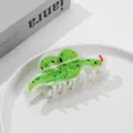 Green snake hair claw clip acetate shark clip trendy cute hair accessories for women - Green Snake