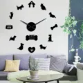 Scottish Terrier Dog Acrylic 3D DIY Wall Clock Modern Mirror Wall Sticker Living Room Decor - Black