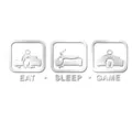 Αυτοκόλλητο τοίχου ακρυλικό καθρέφτη EAT SLEEP GAME διακόσμηση DIY για παιδικό δωμάτιο - Ασημί
