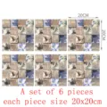 3D mosaic tile stickers waterproof wall floor stickers set of 6 pieces 20x20cm home decor - MSC025-20cm 6 Pieces Pack