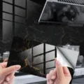 Αυτοκόλλητο πλακιδίων από μαύρο μάρμαρο αδιάβροχο για την εσωτερική διακόσμηση κουζίνας. - DLS060