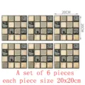 Waterproof mosaic tile sticker detail, 20x20cm retro pattern wall decor, set of 6 pieces. - MSC032-20cm 6 Pieces Pack