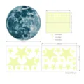 Luminous wall stickers glow in the dark moon and stars 435pcs set for kids room decor - 30cm Collection / Blue