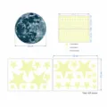 Glow in the dark moon and stars wall stickers set, 435 pieces luminous bedroom decor. - 20cm Combo / Blue